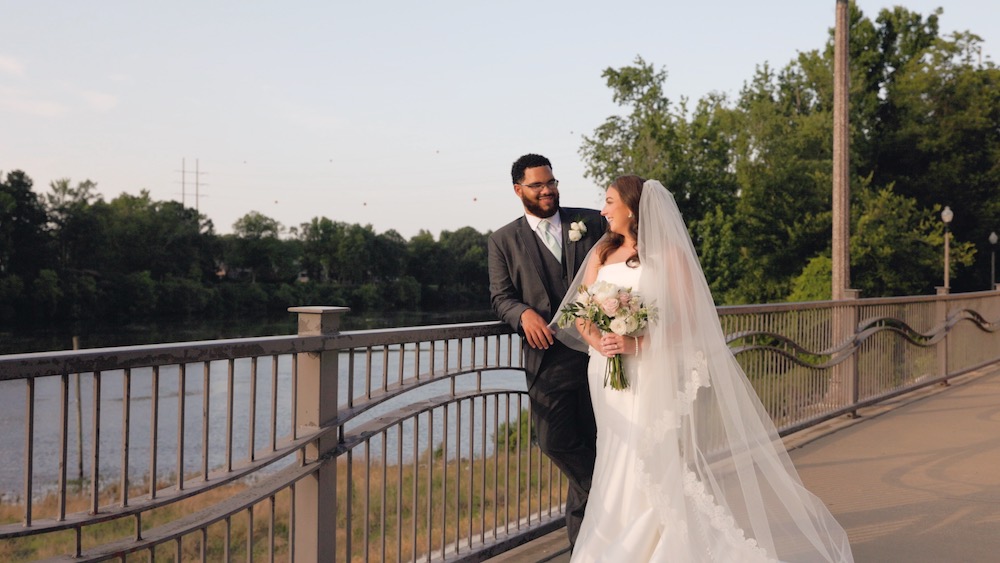 Wedding couple on the river